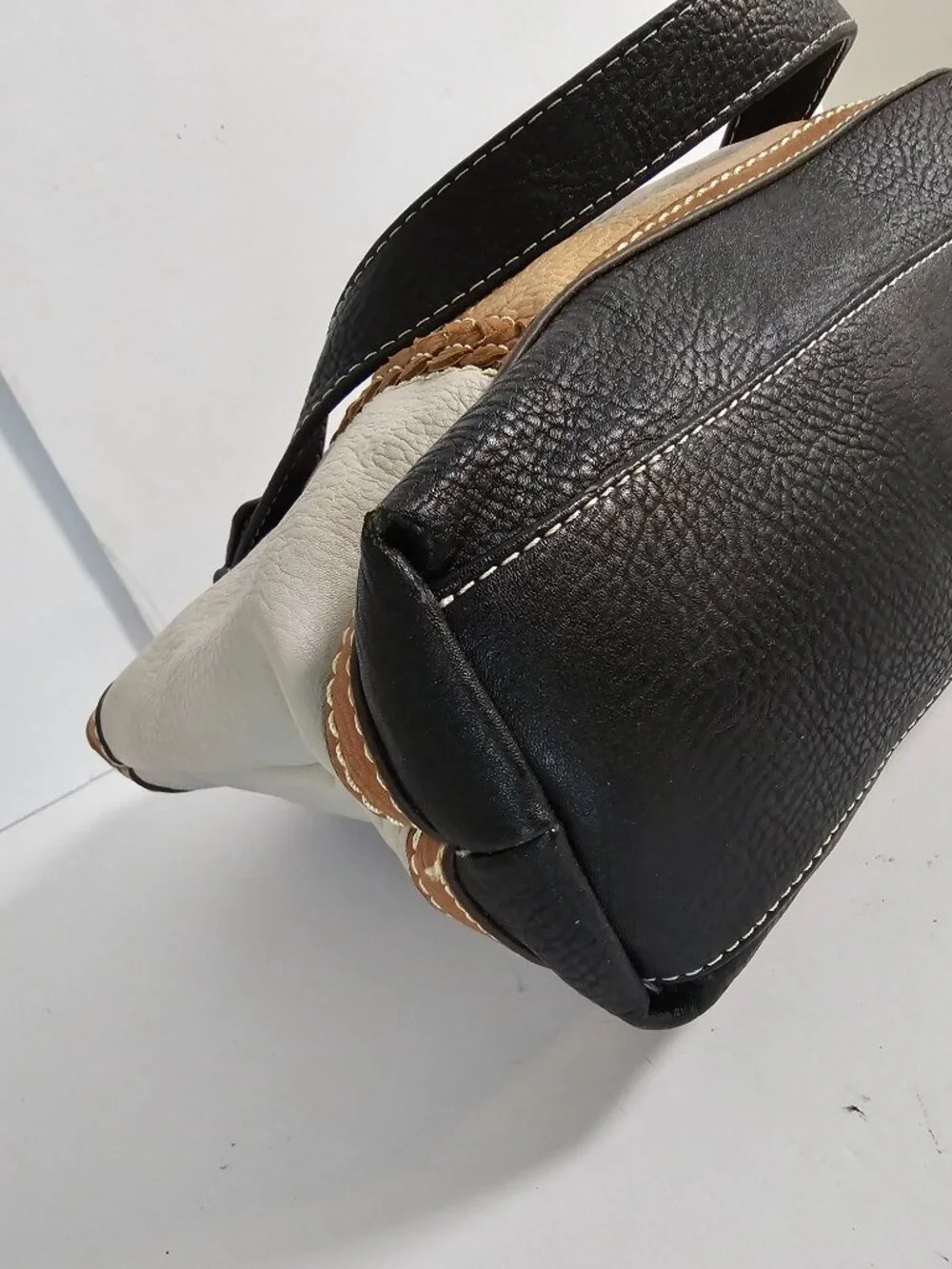 BOC Shoulder Bag Patchwork Boho Faux Leather Brown Black